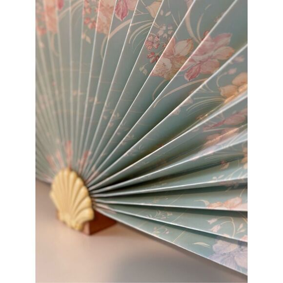 Vintage Paper Floral And Lace Shell Fan - Picture 3 of 12